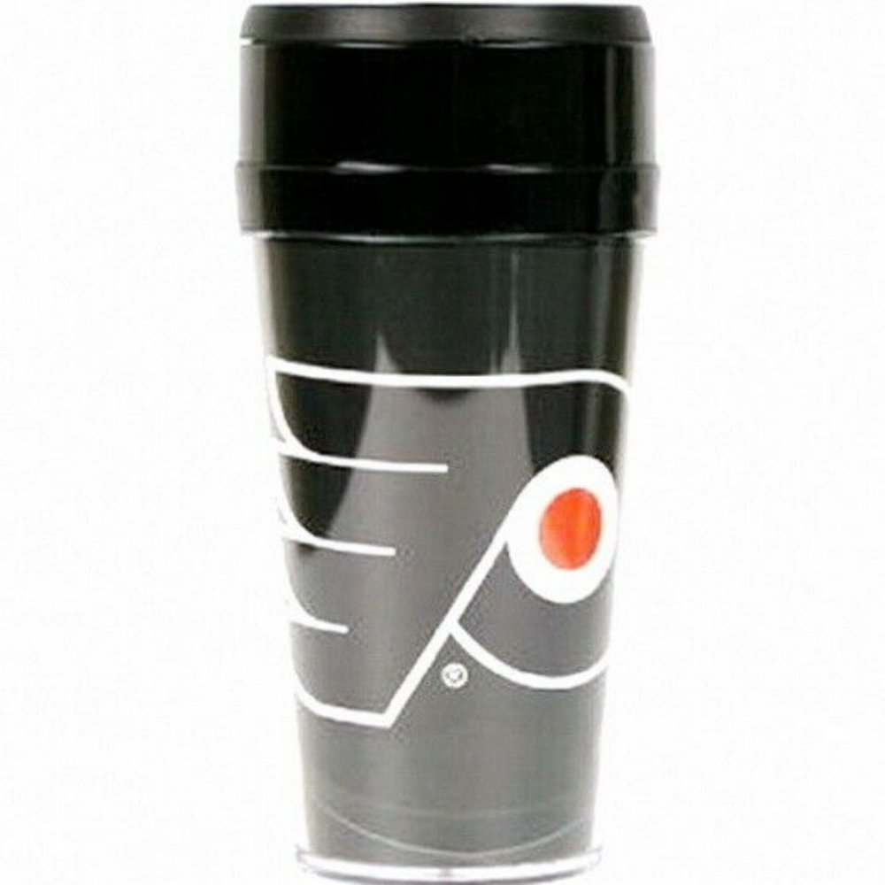 PHILADELPHIA FLYERS TRAVEL TUMBLER MUG INSULATED HOT/COLD CUP NHL 16OZ WITH LID